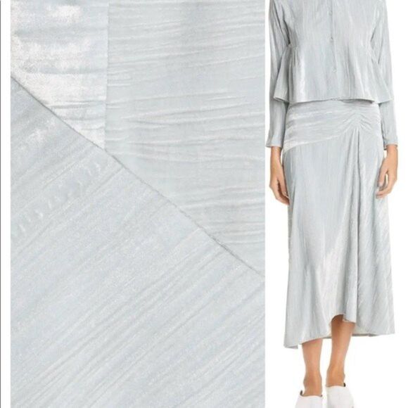 Vince Womens Size 8 Ruched Velvet Paneled Skirt - Picture 2 of 15